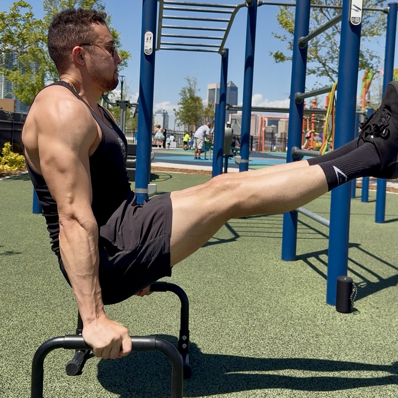 JaxBars controlled strength hold on calisthenics bars
